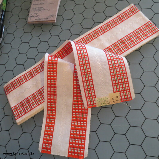 Datejime Kimono Bindeband - mit Karostreifen auf weiß