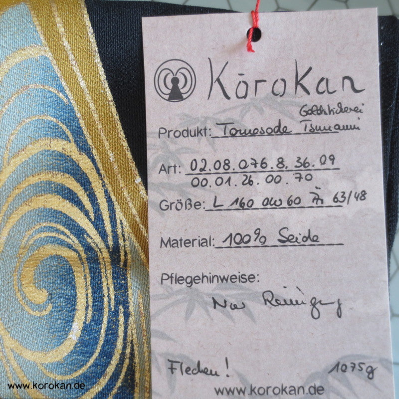 goldgestickter Tsunami Tomesode Seiden Kimono