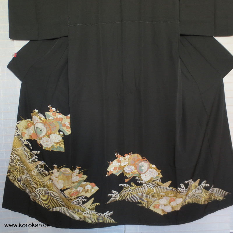 Tsunami Wellen mit Phönix Tomesode Seiden Kimono