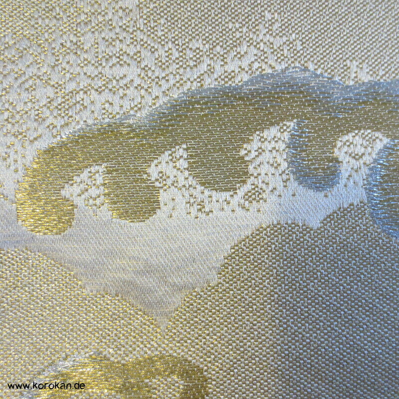 goldene Tsunami Wellen Brokat Fukuro Obi Seidenbrokat Kimonogürtel