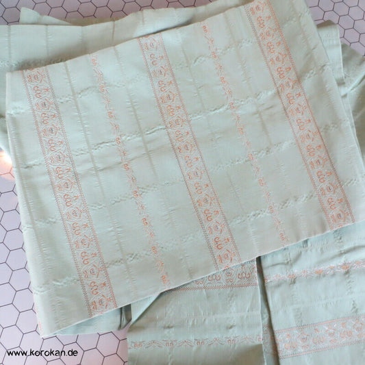 jadegrün, gemustertes Überkaro Nagoya Obi Kimonogürtel