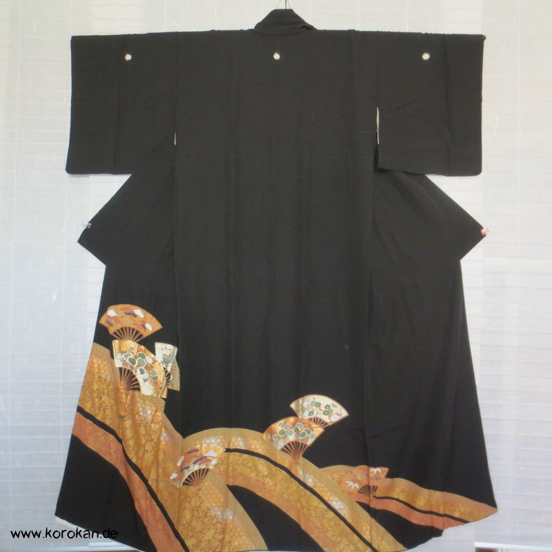 Fächer Goldstickerei Tomesode Seiden Kimono