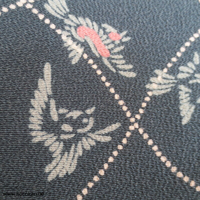 blaugrau, Vögelchen Komon Seiden Kimono - nur als Materiallager