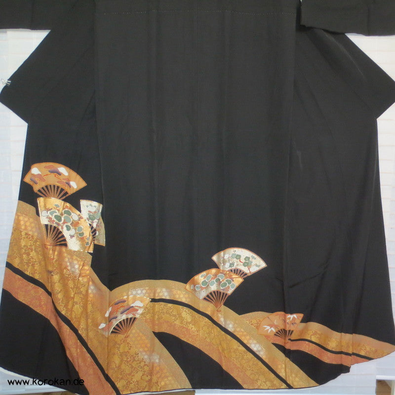 Fächer Goldstickerei Tomesode Seiden Kimono