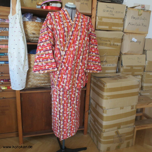 Dochugi Susoyoke Set Baumwoll Druck Kasuri Schmetterlinge