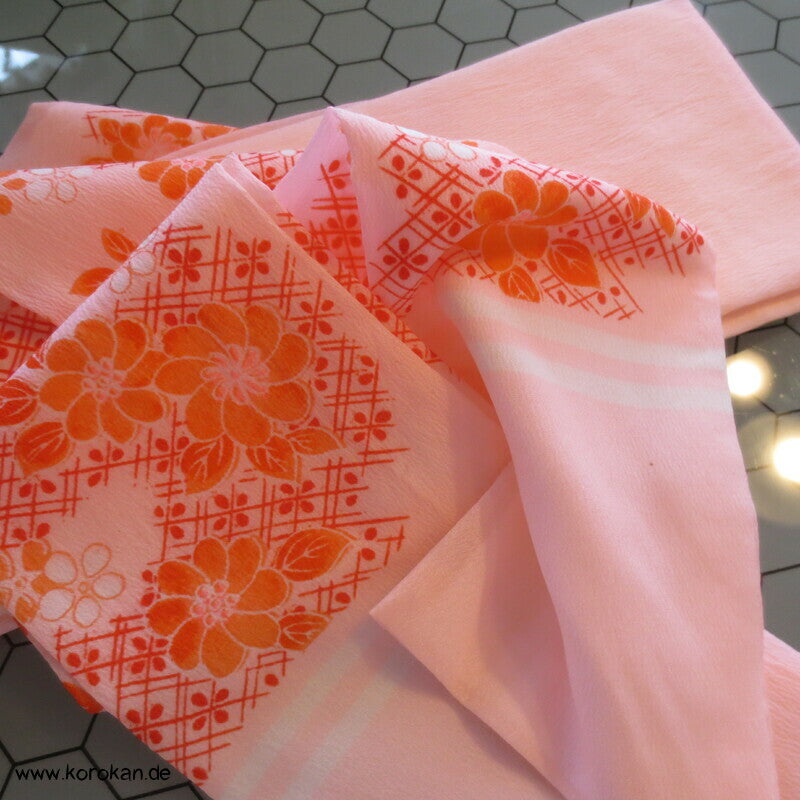 Datejime Kimono Bindeband - Mittelverstärkung, Blütendruck, mit Tasche