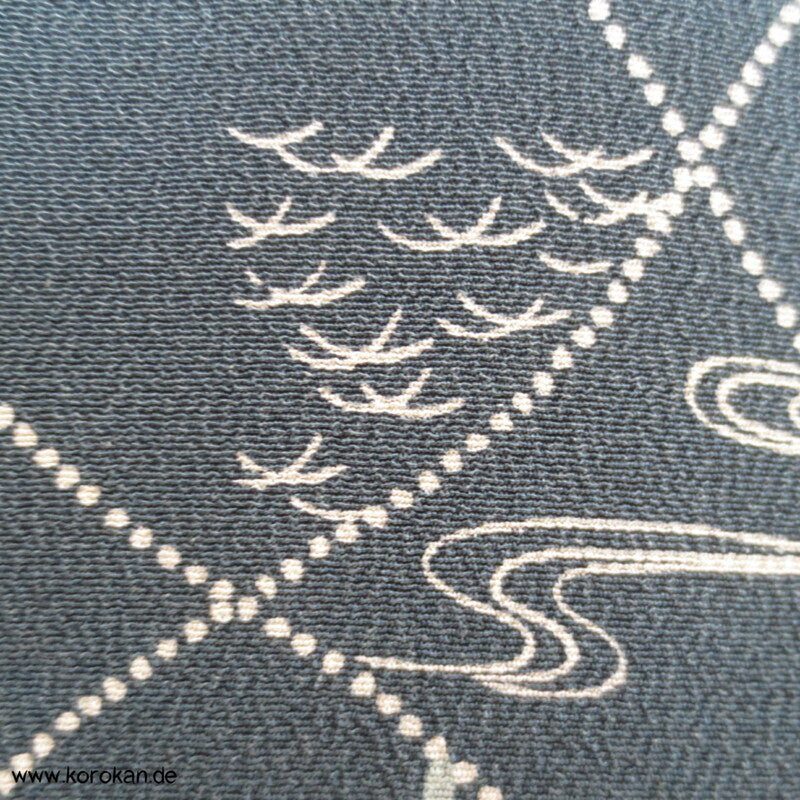 blaugrau, Vögelchen Komon Seiden Kimono - nur als Materiallager