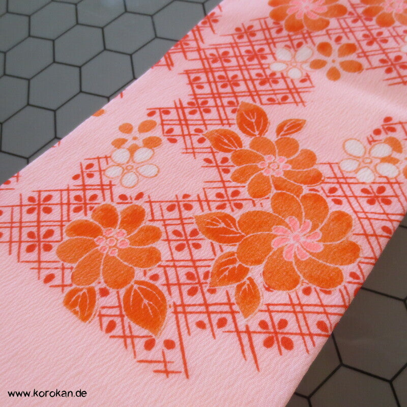 Datejime Kimono Bindeband - Mittelverstärkung, Blütendruck, mit Tasche
