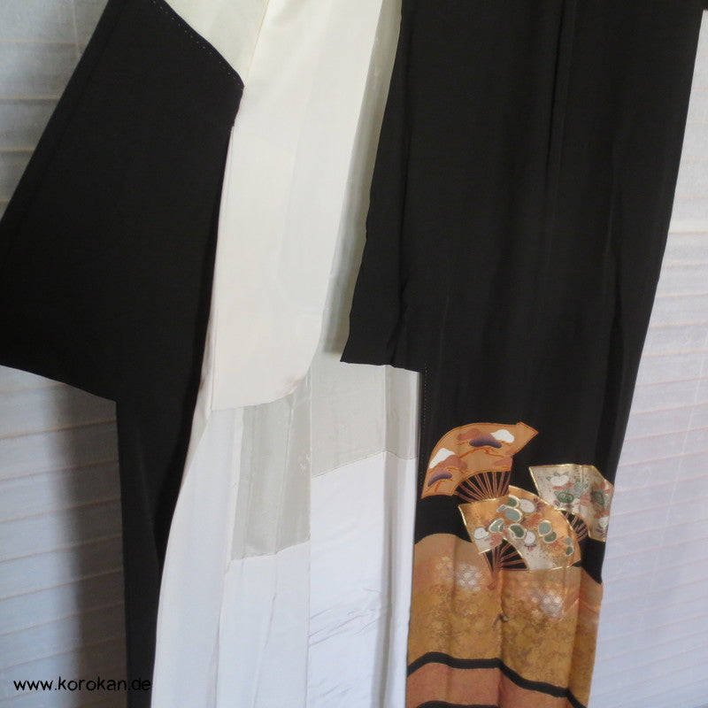Fächer Goldstickerei Tomesode Seiden Kimono