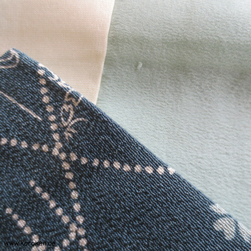 blaugrau, Vögelchen Komon Seiden Kimono - nur als Materiallager