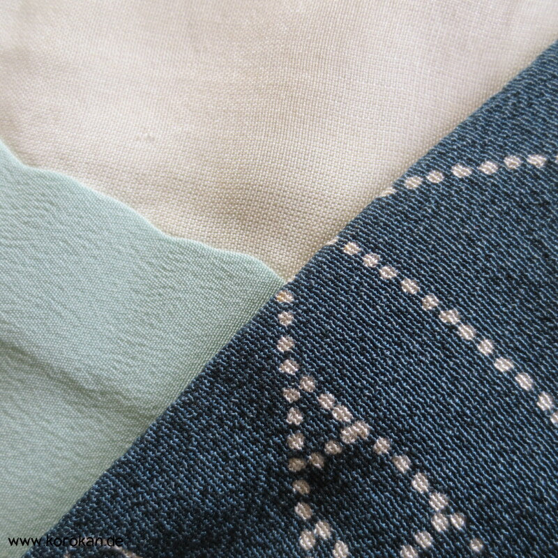 blaugrau, Vögelchen Komon Seiden Kimono - nur als Materiallager