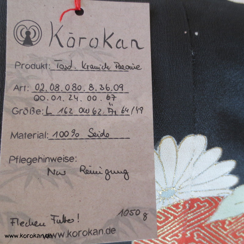 Kraniche Pfingstrosenhintergrund Tomesode seidener Kimono