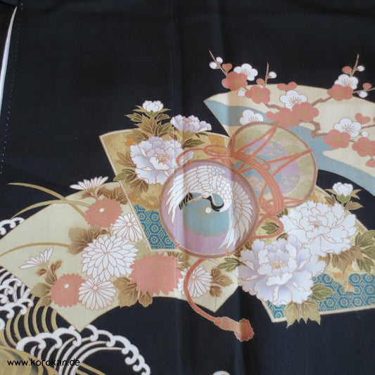 Tsunami Wellen mit Phönix Tomesode Seiden Kimono