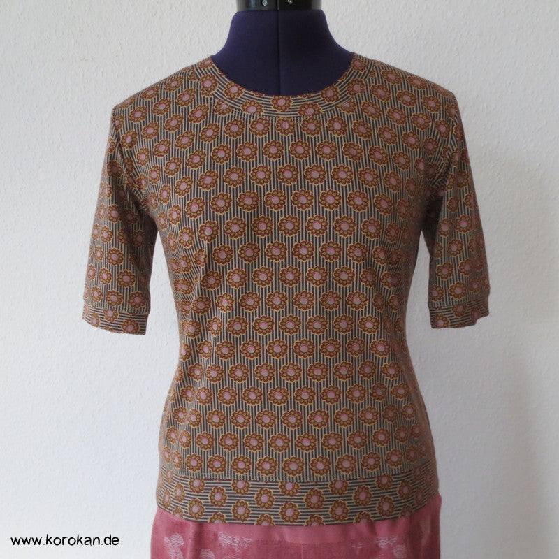 Blumen in Streifen Baumwolljersey kurzarm T Shirt