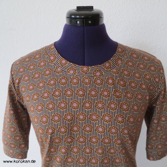 Blumen in Streifen Baumwolljersey kurzarm T Shirt
