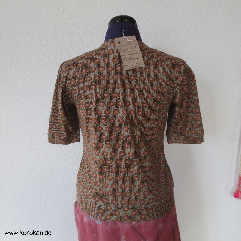 Blumen in Streifen Baumwolljersey kurzarm T Shirt