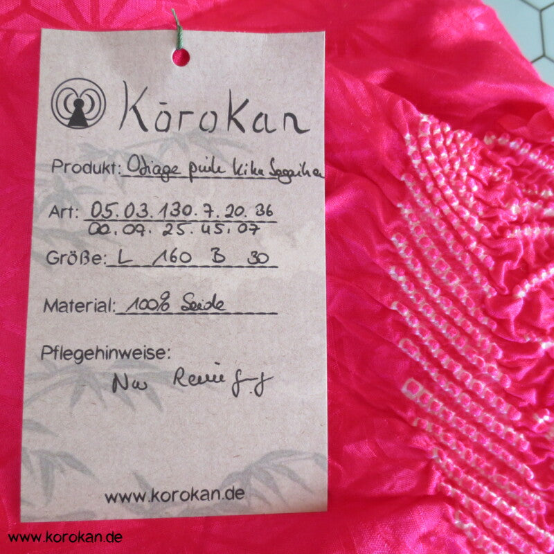Shibori, Segaiha und Kiku pinker Seiden Obiage