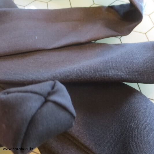 schwarzes Schurwolle Koshihimo Band für Juban/ Kimono