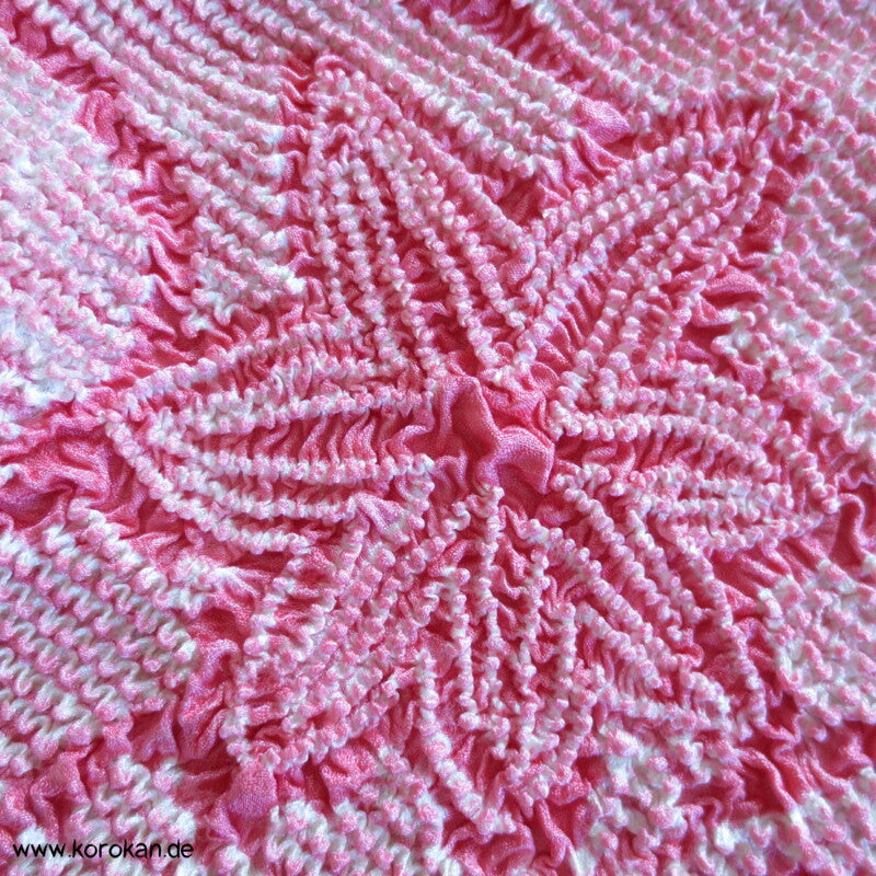Shibori Sternblumenmuster Seidendamast Obiage, rosa