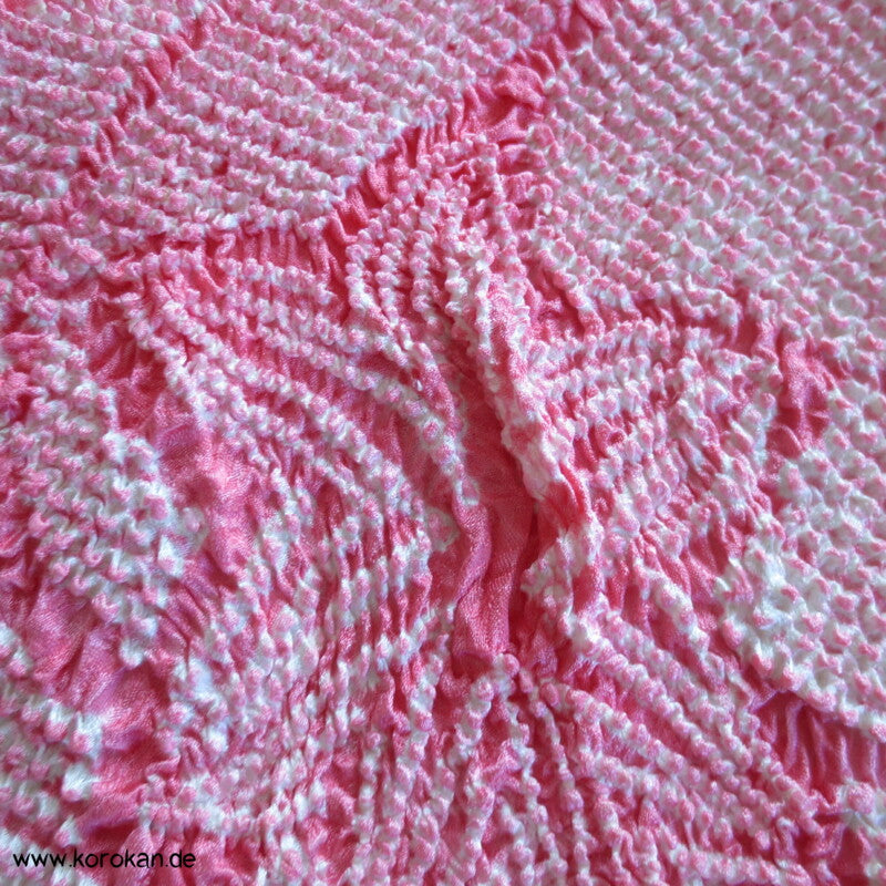 Shibori Sternblumenmuster Seidendamast Obiage, rosa