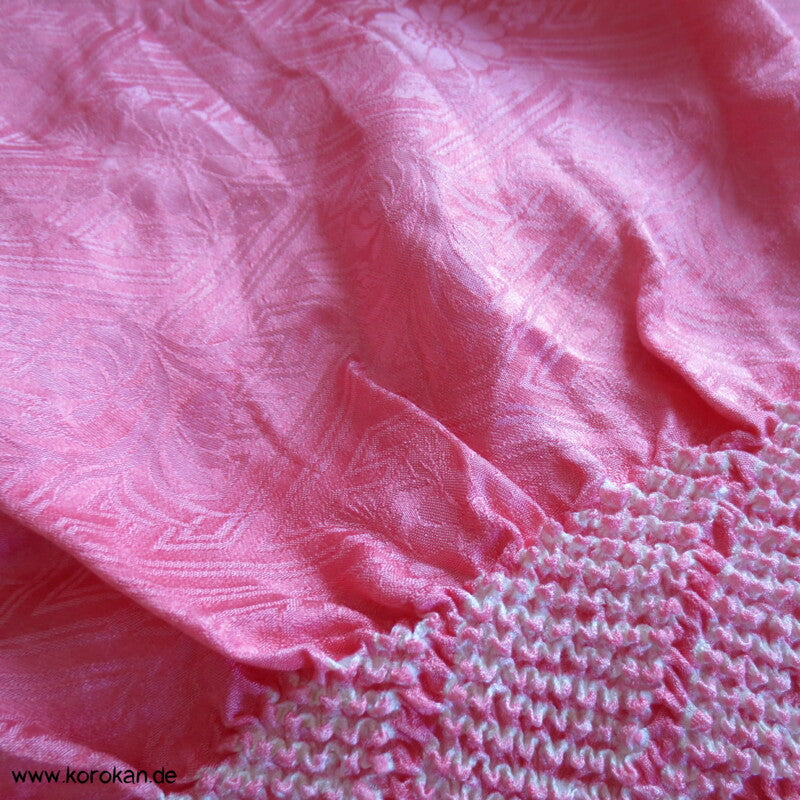 Shibori Sternblumenmuster Seidendamast Obiage, rosa