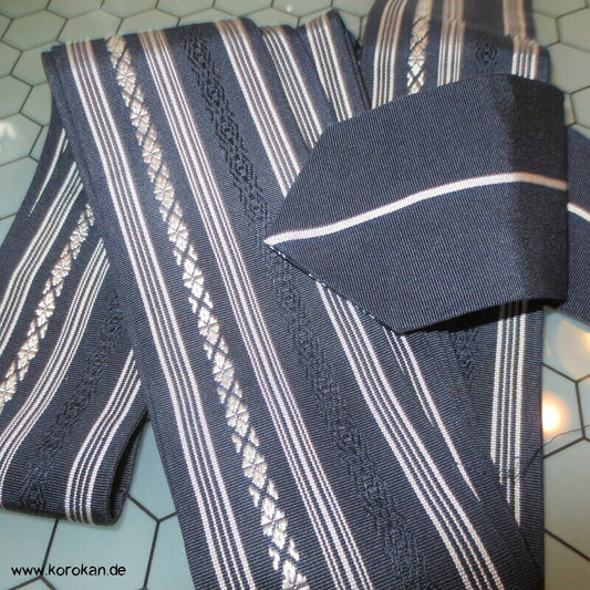 Datejime Seiden Kimono Gürtel Hakata Blau doppelseitig