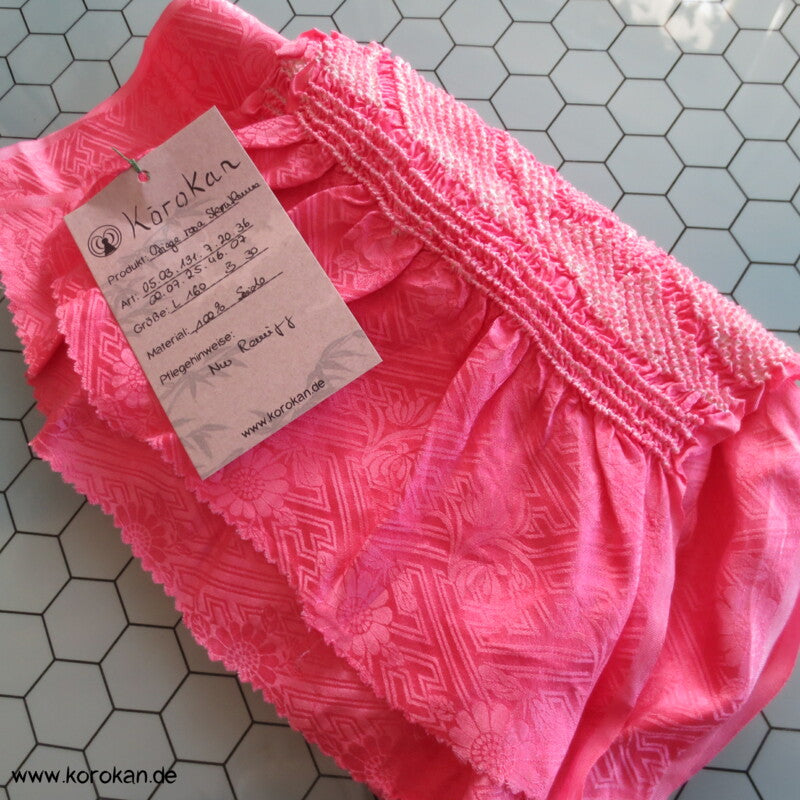 Shibori Sternblumenmuster Seidendamast Obiage, rosa