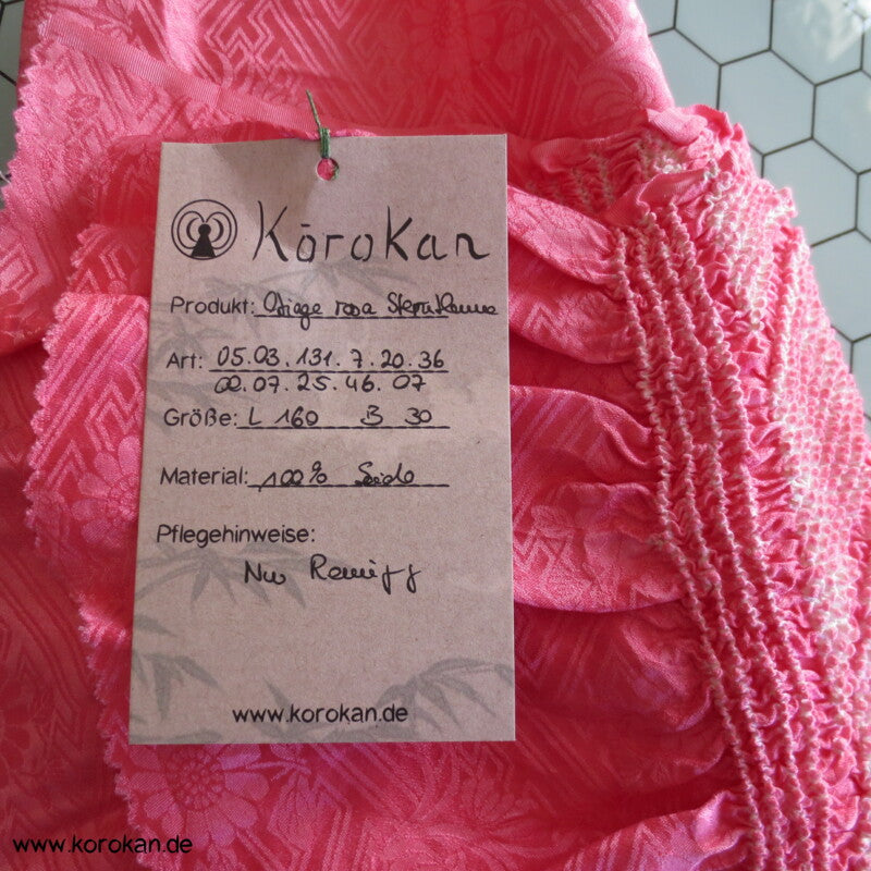 Shibori Sternblumenmuster Seidendamast Obiage, rosa