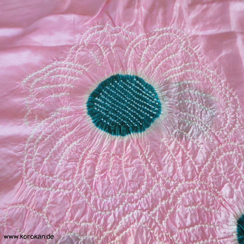 rosa Shibori Seiden Pongé Mädchen Heko Obi - großes Schaltuch
