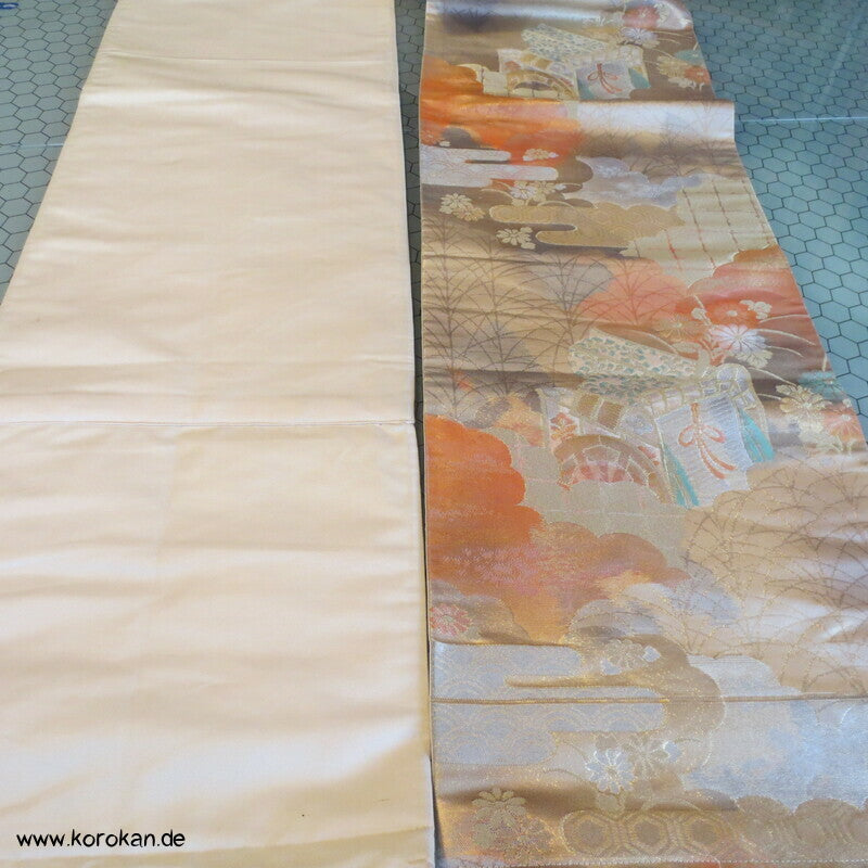 Upcycling Seidenbrokat Vorhangschal aus Fukuro Obi