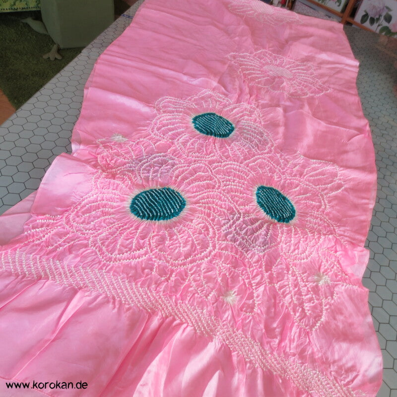 rosa Shibori Seiden Pongé Mädchen Heko Obi - großes Schaltuch