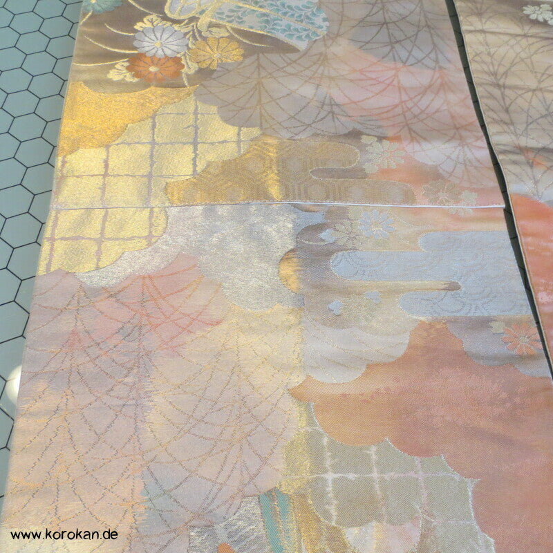 Upcycling Seidenbrokat Vorhangschal aus Fukuro Obi
