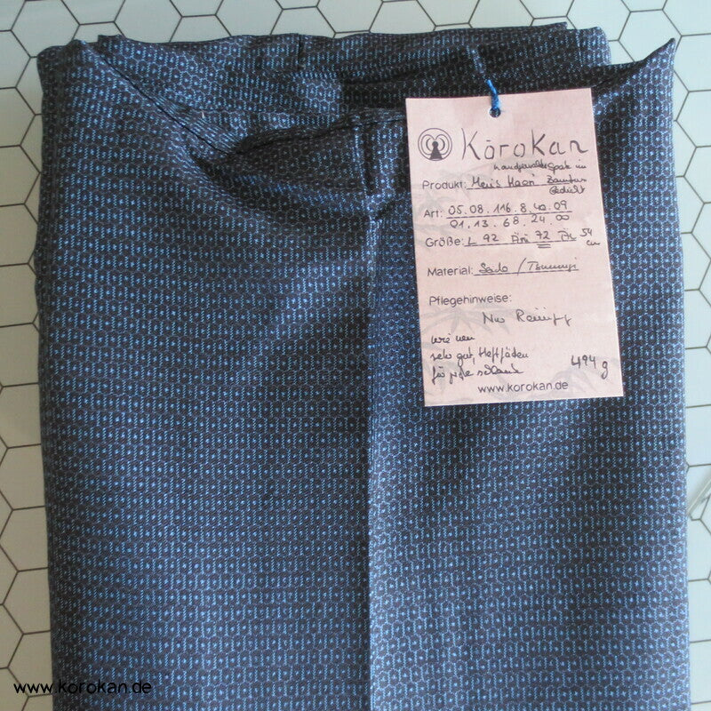 Spatz im Bambus, Gedicht im Futter, Haori Seiden Kasuri Tsumugi Männer Kimono Jacke