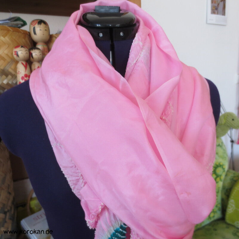 rosa Shibori Seiden Pongé Mädchen Heko Obi - großes Schaltuch