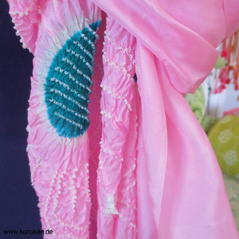 rosa Shibori Seiden Pongé Mädchen Heko Obi - großes Schaltuch