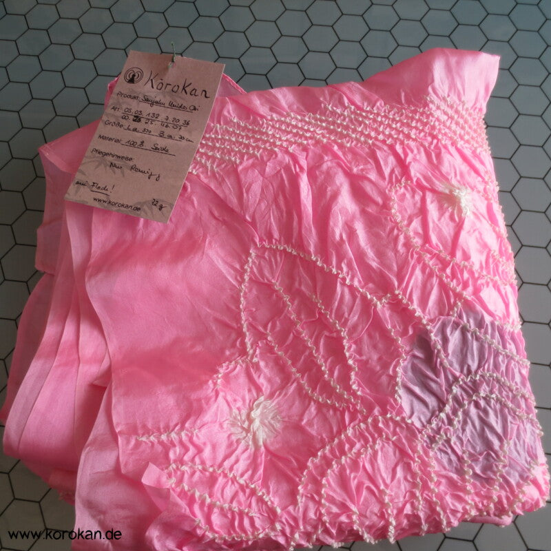 rosa Shibori Seiden Pongé Mädchen Heko Obi - großes Schaltuch