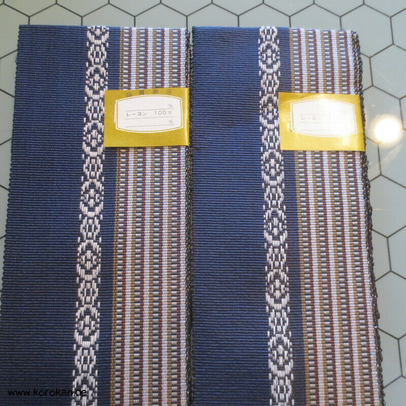 Kaku Obi / Datejime Rayon Kimono Gürtel Hakata Blau