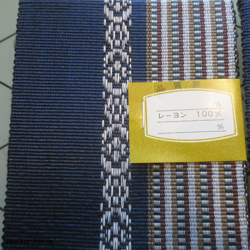Kaku Obi / Datejime Rayon Kimono Gürtel Hakata Blau