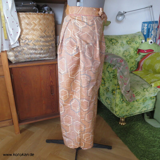 Kimono Seide Wickel Culotte Hose, Tsumugi Kasuri Kikko