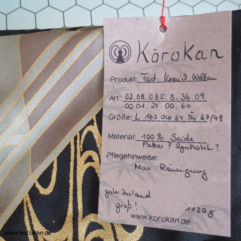 Kranich über Wellen Tomesode seidener Kimono