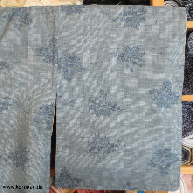 bleu Blüten Oshima Tsumugi Seiden Kimono