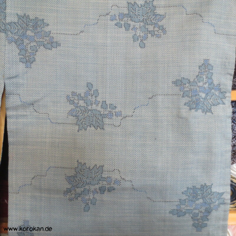 bleu Blüten Oshima Tsumugi Seiden Kimono