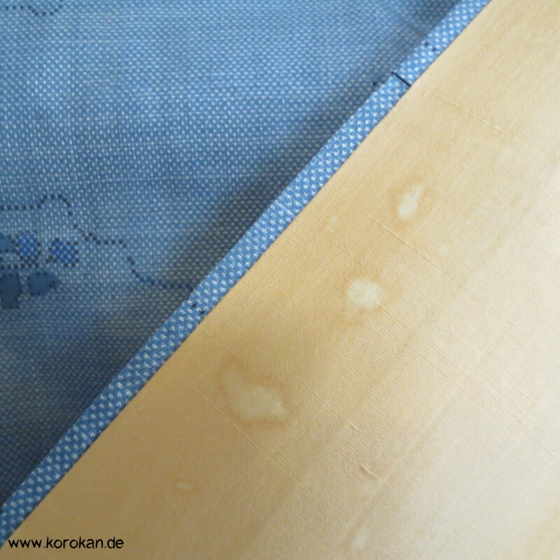 bleu Blüten Oshima Tsumugi Seiden Kimono