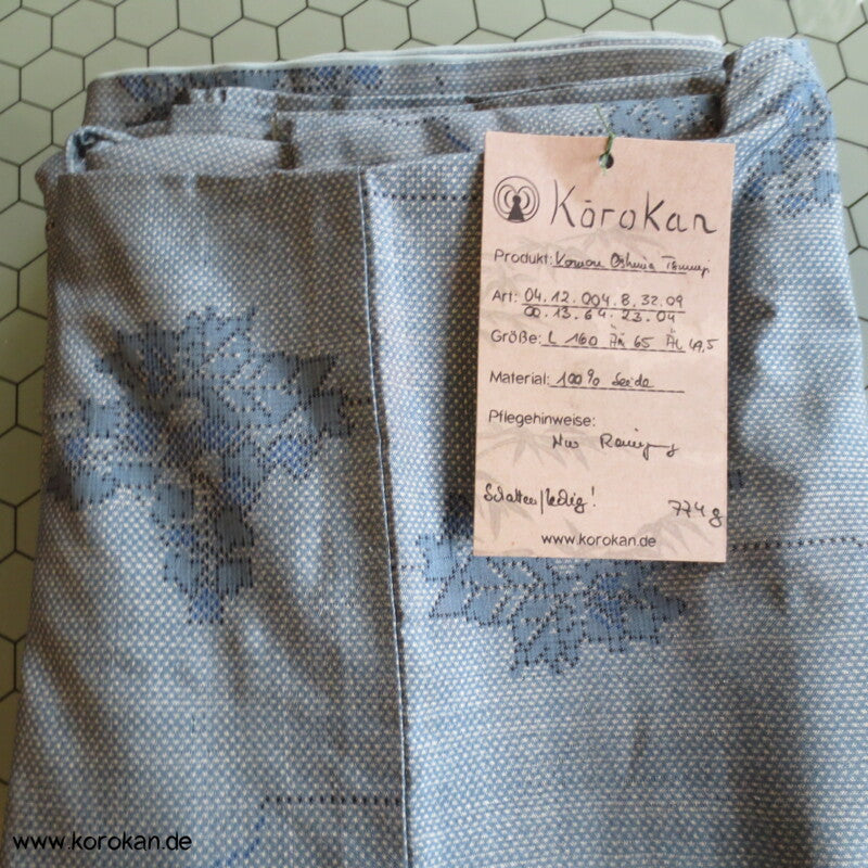 bleu Blüten Oshima Tsumugi Seiden Kimono