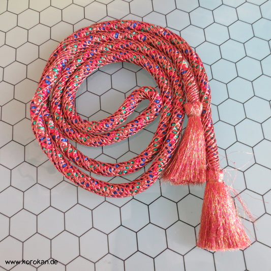 bunte Seide im Kupfernetz Obijime, runde Kordel