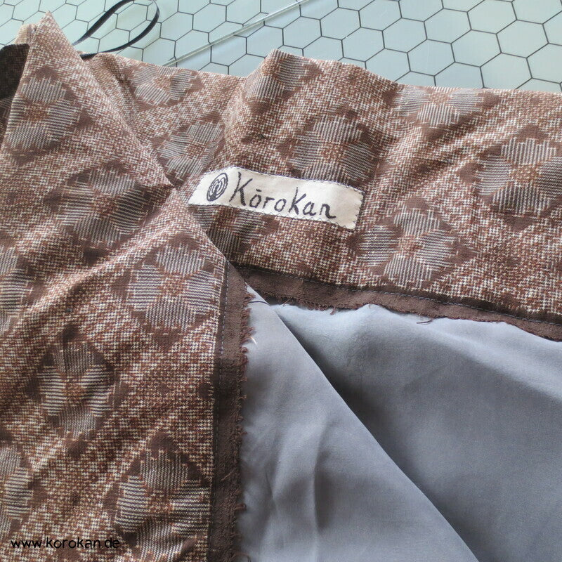 Upcycling Kimono Rock mit angesetztem Oshima Tsumugi Obi Bund, Gr. L