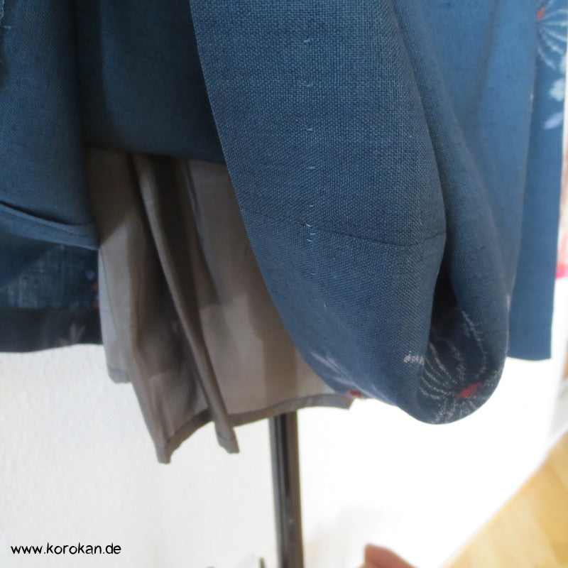 Schmetterlinge Kasuri Wollstoff Wickelrock mit Obi Bund, Obijime