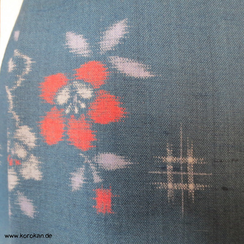 Schmetterlinge Kasuri Wollstoff Wickelrock mit Obi Bund, Obijime