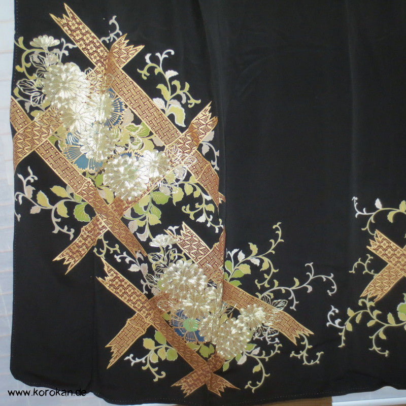Bambus / Kiku / Gold Tomesode Seiden Kimono