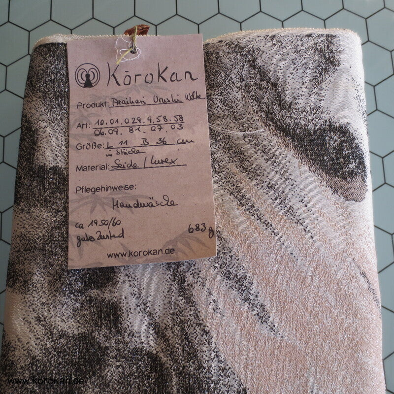 Lurex - Urushi Seidenbrokat Kimono Araihari, wilde Abendwolken
